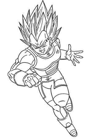 Página para Colorir Personagem Vegeta de Dragon Ball Z
