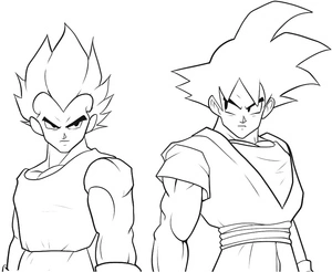 Página para Colorir Vegeta e Goku Jr.