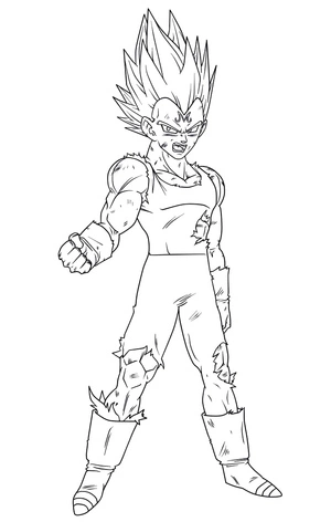 Página para Colorir Vegeta como Super Saiyajin 2