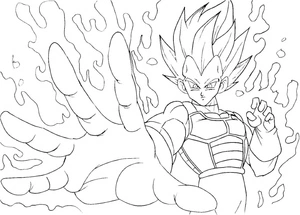 Página para Colorir Vegeta Dominando Seu Poder