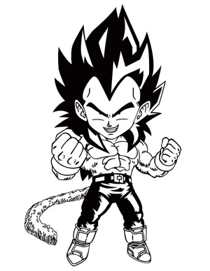 Página para Colorir Vegeta em Forma Chibi como Super Saiyajin 4