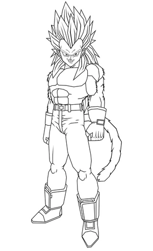Página para Colorir Vegeta na forma SSJ 4, em vez de ser chamado de Super Saiyajin 4 Vegeta