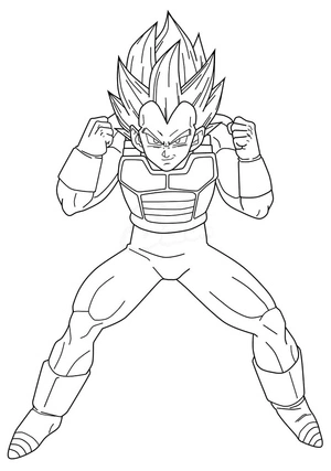 Página para Colorir Vegeta em forma Super Saiyajin 1