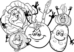 Página para Colorir Legumes Alegres