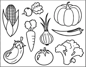 Página para Colorir Coleção de Legumes