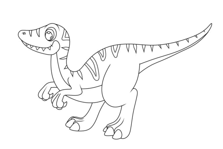 Página para Colorir Adorável Bebê Velociraptor