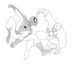 Página para Colorir Homem-Aranha enfrenta Venom