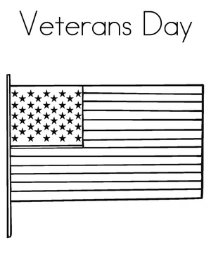 Página para Colorir Feliz Dia dos Veteranos com a bandeira dos Estados Unidos