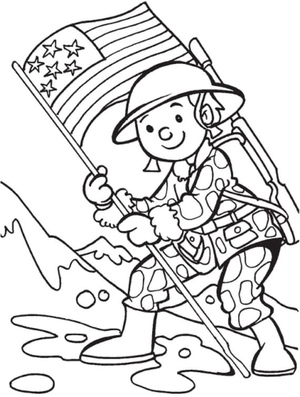 Página para colorir imprimível para o Dia dos Veteranos