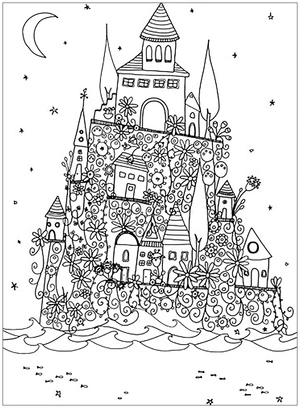 Página para Colorir Castelo Fantasia da Vila