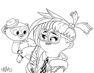 Página para Colorir Página para Colorir: Gabriela com o Macaco Vivo