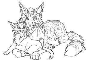 Página para Colorir Guerreiros Felinos Par