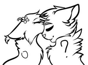 Página para Colorir Guerreiros Felinos Beijando