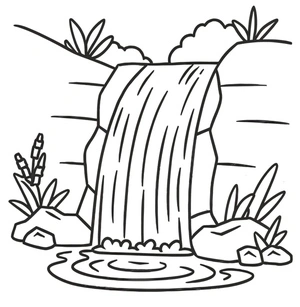 Página para Colorir Cachoeira Adorável