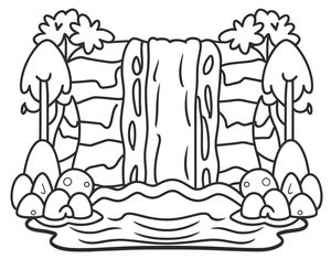 Página de Colorir de Cachoeira Grátis para Crianças