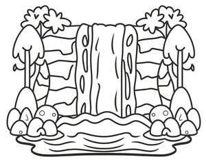 Página para Colorir Página de Colorir de Cachoeira Grátis para Crianças