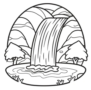 Página para Colorir Foto de uma Cachoeira