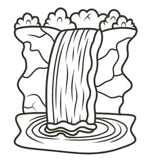 Página para Colorir Cachoeira para Imprimir para Crianças
