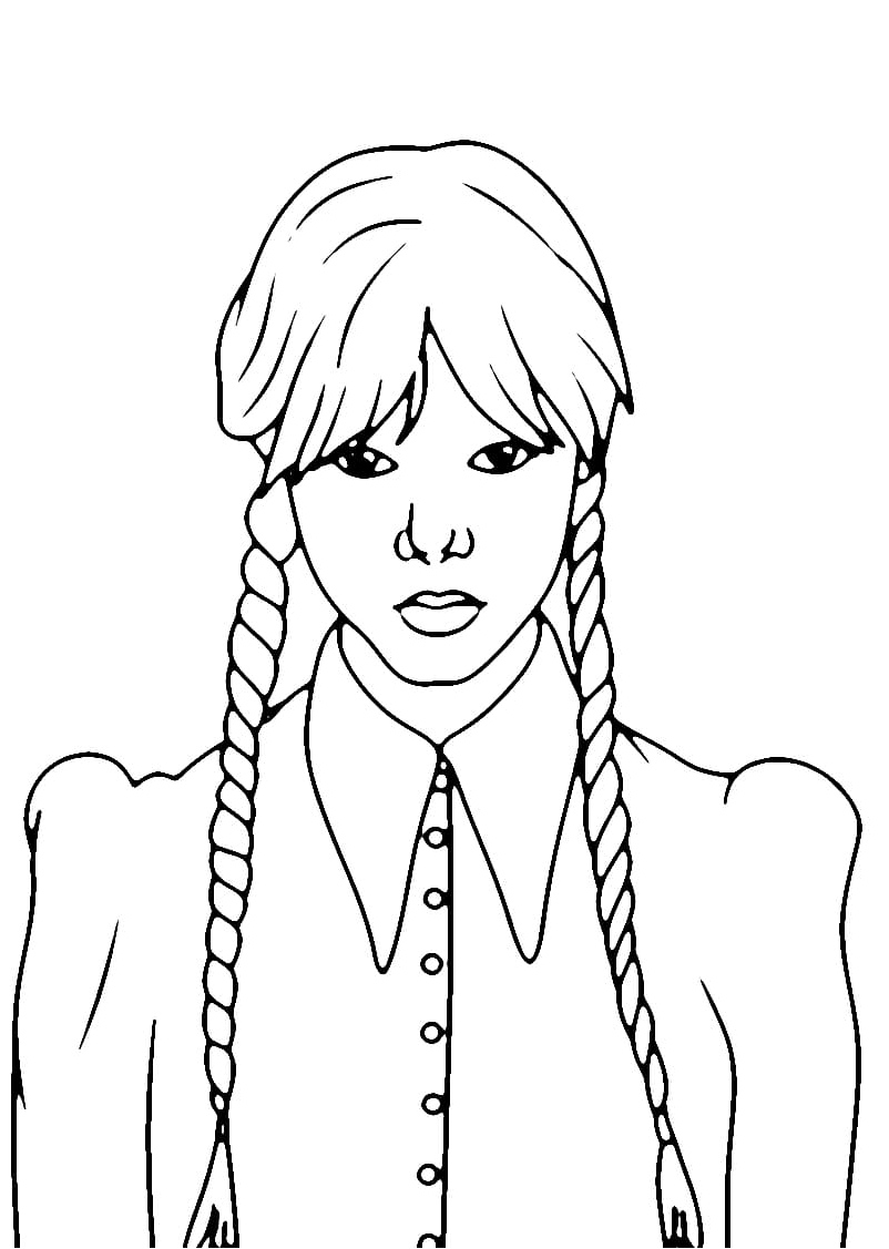 Página para Colorir Adicionar uma imagem da Wednesday Addams