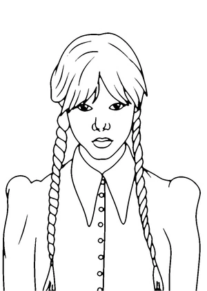 Página para Colorir Adicionar uma imagem da Wednesday Addams