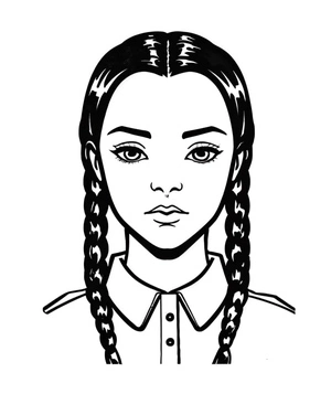 Página para Colorir Foto da Wednesday Addams