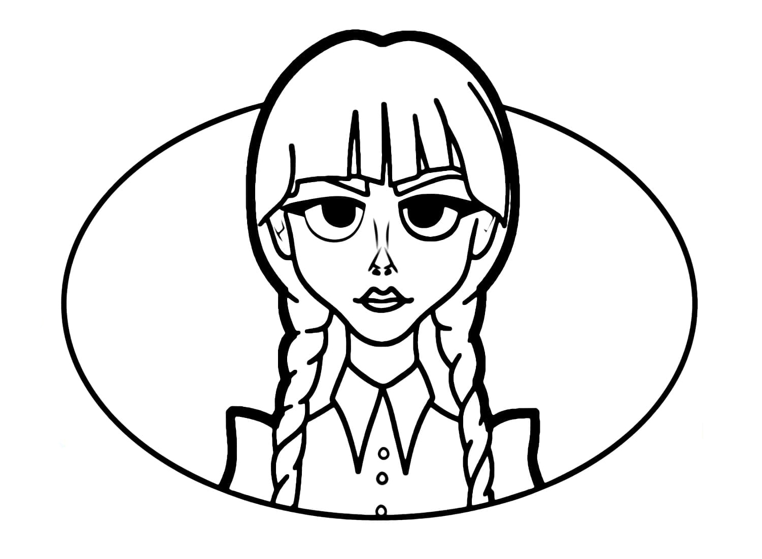 Página para Colorir Desenho da Wednesday Addams