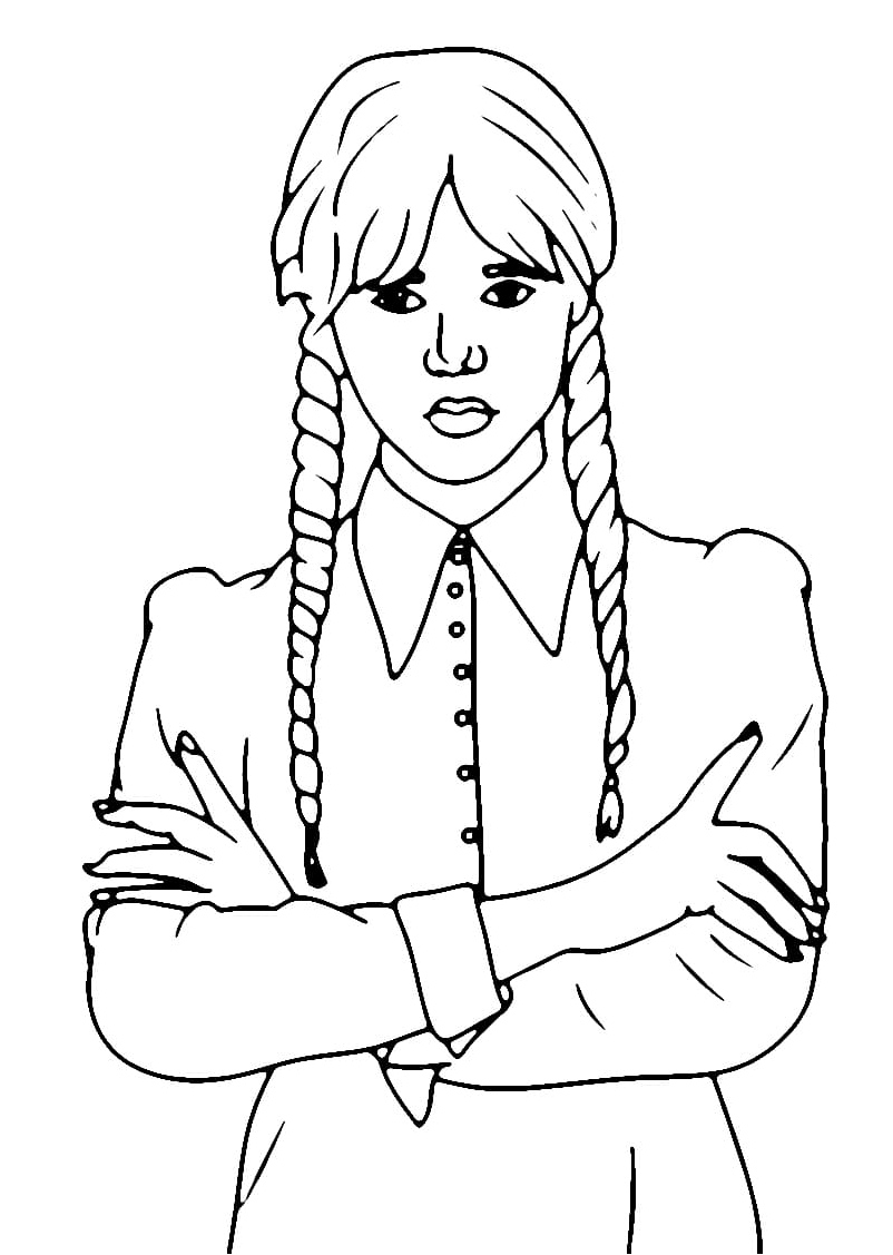 Página para Colorir Página para Colorir da Wednesday Addams