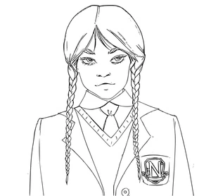 Página para Colorir Wednesday Addams para imprimir