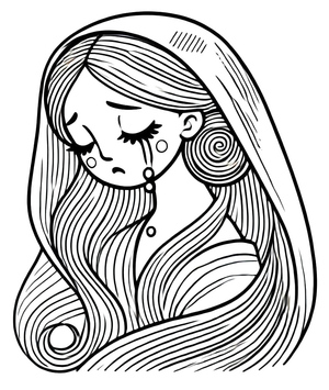 Página de Colorir Mulher Chorando Grátis
