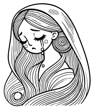 Página para Colorir Página de Colorir Mulher Chorando Grátis