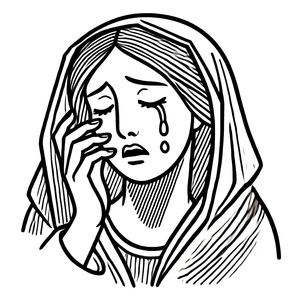 Página para Colorir Imagem de Mulher Chorando Grátis