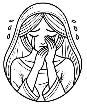 Página para Colorir Fotos de uma Mulher Chorando