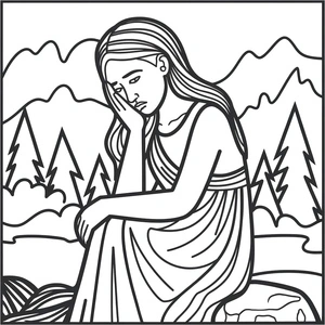 Página para Colorir Imagem para imprimir de mulher chorando