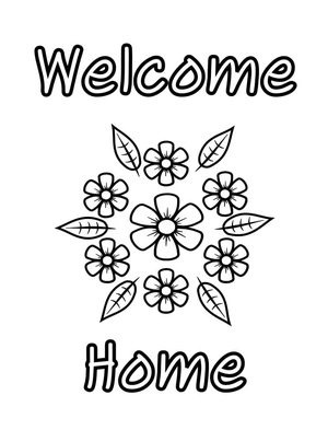 Página para Colorir Flores que te recebem em casa