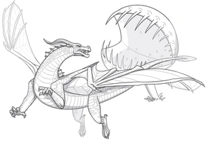 Página para Colorir Dragão de Wings of Fire com design Leafwing