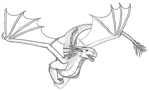 Página para Colorir Dragão das Asas de Gelo