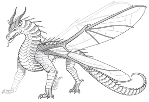 Página para Colorir Dragão com Asas de Fogo da tribo Hivewing