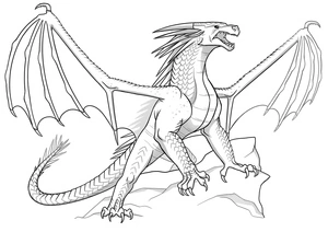 Página para Colorir Dragão IceWing da série Wings of Fire