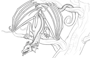 Página para Colorir RainWings da série Wings of Fire