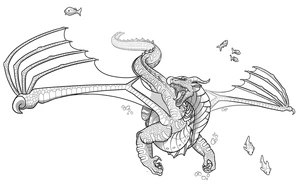 Página para Colorir Dragão Seawing da série Wings of Fire