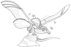Página para Colorir Dragão Silkwing da série Wings of Fire