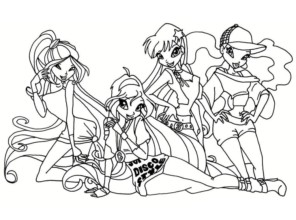 Página para Colorir Garotas do Winx Club