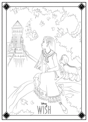 Página para Colorir Página para colorir de Asha e Valentino do Disney Wish