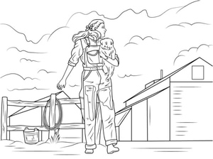 Página para Colorir Ellie e Seu Cachorro Mágico