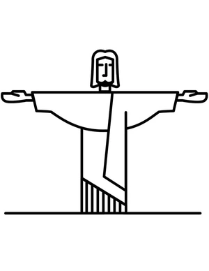 Página para Colorir Cristo Redentor Básico para Imprimir