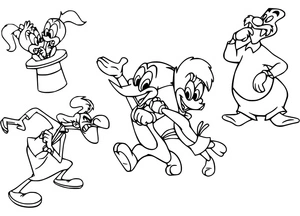 Página para Colorir Personagens do Pica-Pau