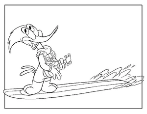 Página para Colorir Engraçado Pica-Pau Woody