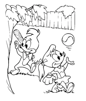 Página para Colorir Página para colorir Knothead e Splinter com personagens do Pica-Pau