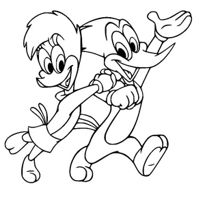 Página para Colorir Winnie e Woody os Pica-Paus