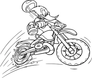 Página para Colorir Pica-Pau Woody Pilotando uma Moto